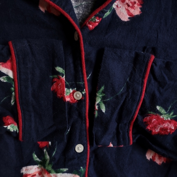 LIZ CLAIBORNE Pajama Top XXL Navy Blue Rose Floral Romantic Print 2X - Picture 5 of 7
